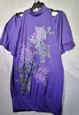 Caren Sport purple cold shoulder shirt dress